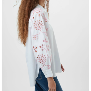 French Connection Cambria Cotton Embroidered Long Sleeve Shirt